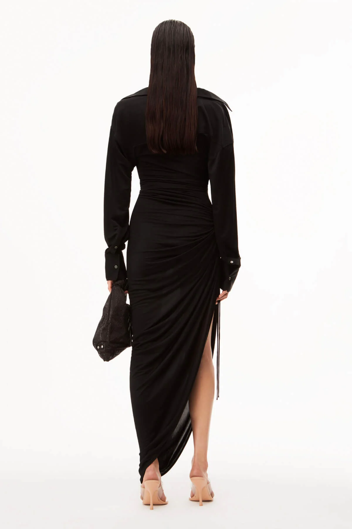 Alexander Wang Asymmetrical Cowl Neck Dress - Black - Image 3