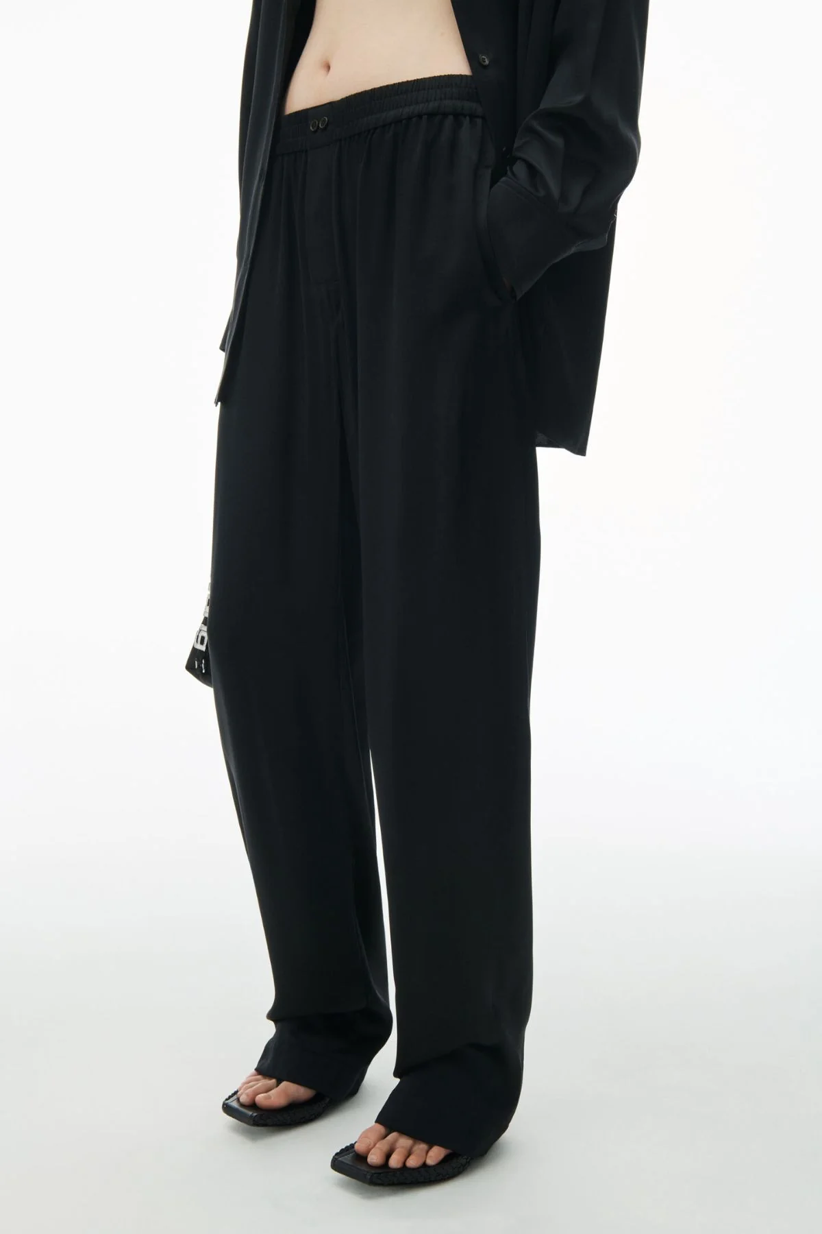 Alexander Wang Silk Boxer Pant - Black - Image 4