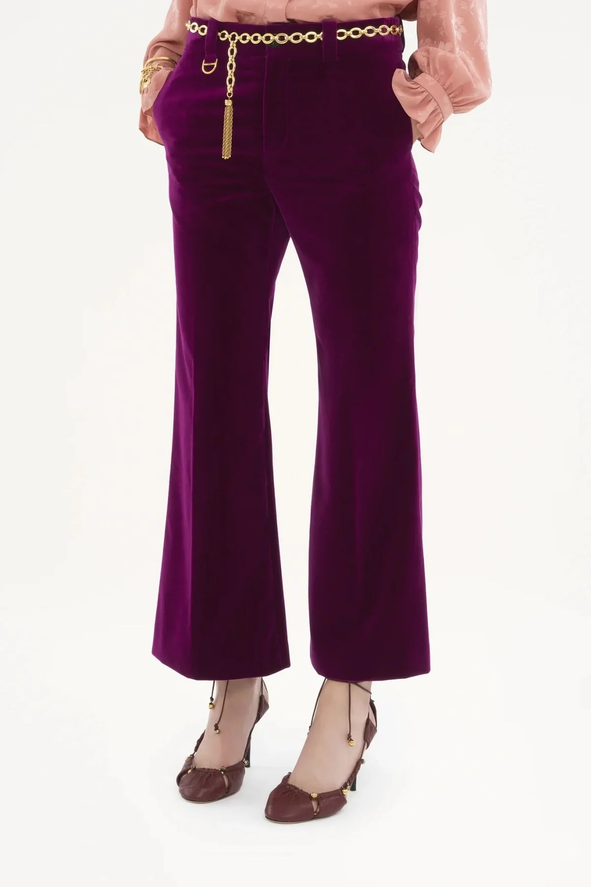 Chloé Cropped Velvet Trouser - Pansy Purple - Image 4