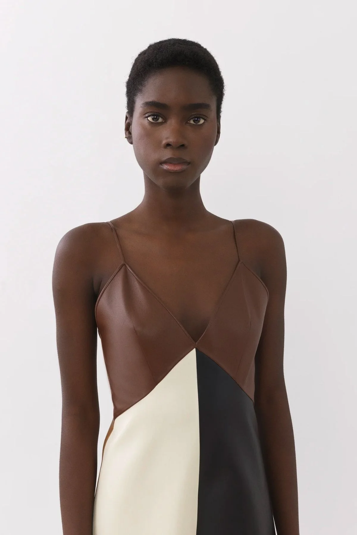 Chloé  Patchwork Leather Dress - Multi Brown - Image 4