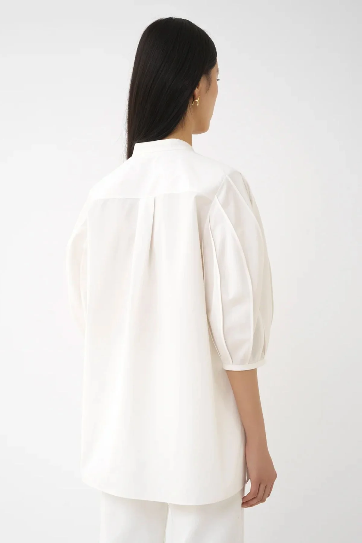 Chloé Organic Cotton Tie Detail Tunic Top - Buttercream - Image 4