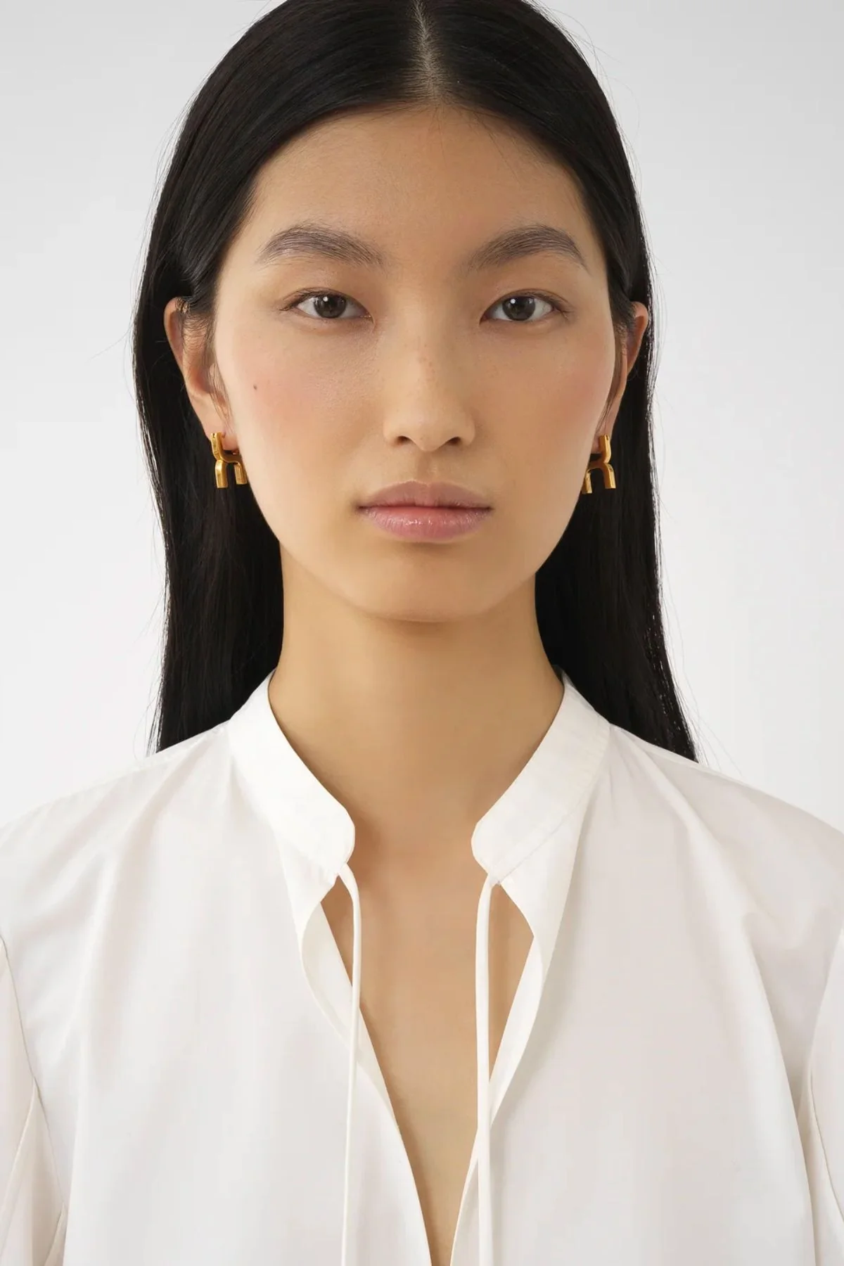 Chloé Organic Cotton Tie Detail Tunic Top - Buttercream - Image 6