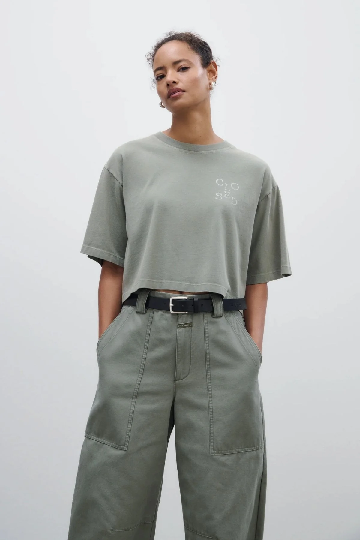 CLOSED Cropped T-Shirt - Faded Green - Image 6