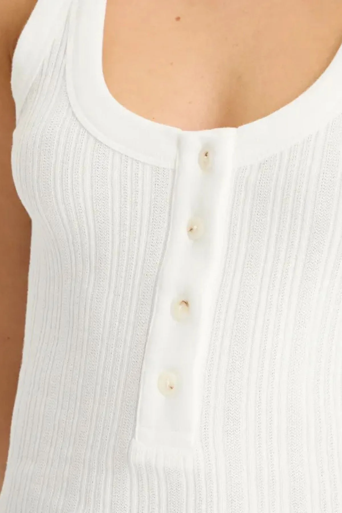 CLOSED Half Placket Tank Top - Ivory - Image 4