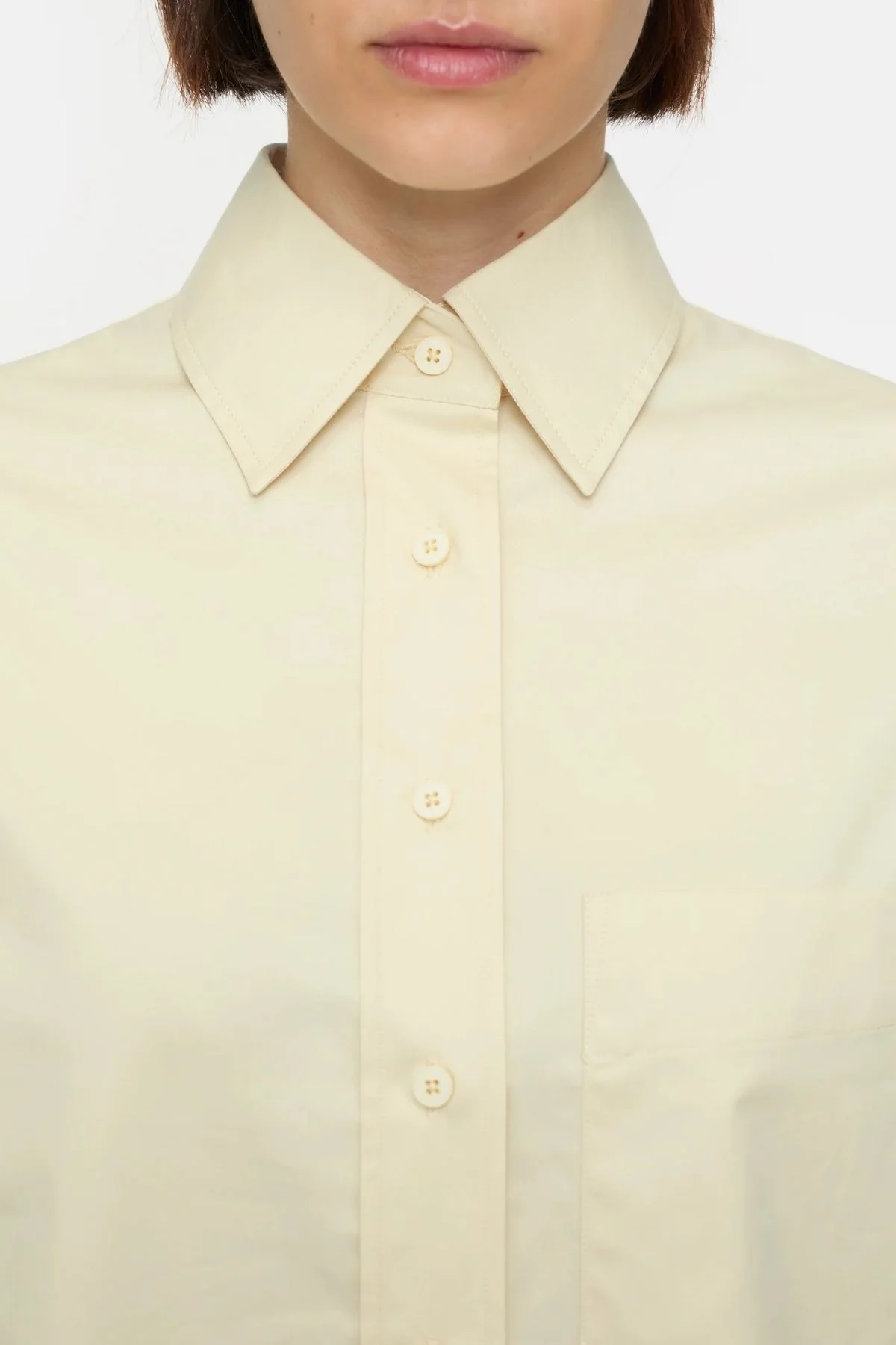CLOSED Short Cotton Poplin Shirt - Vanilla Beige - Image 4