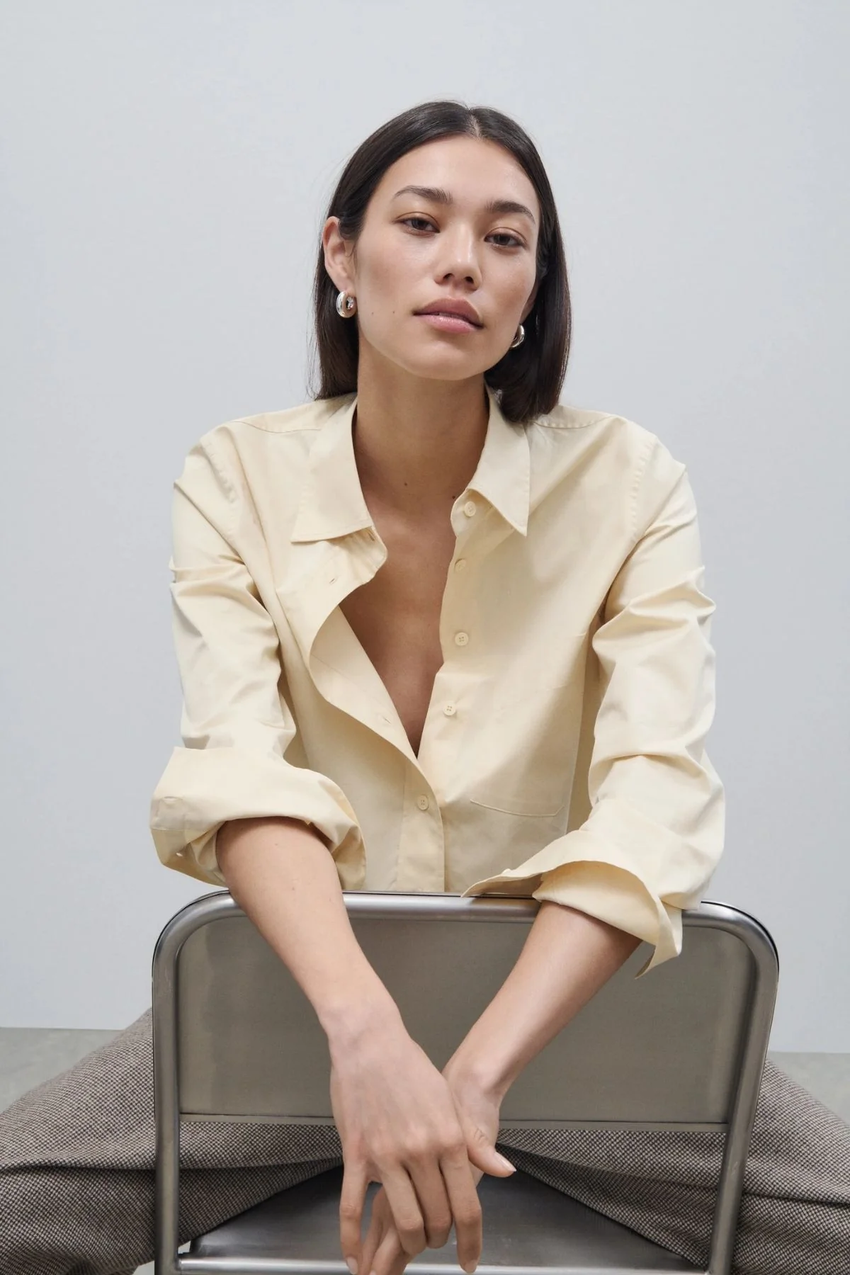 CLOSED Short Cotton Poplin Shirt - Vanilla Beige - Image 5