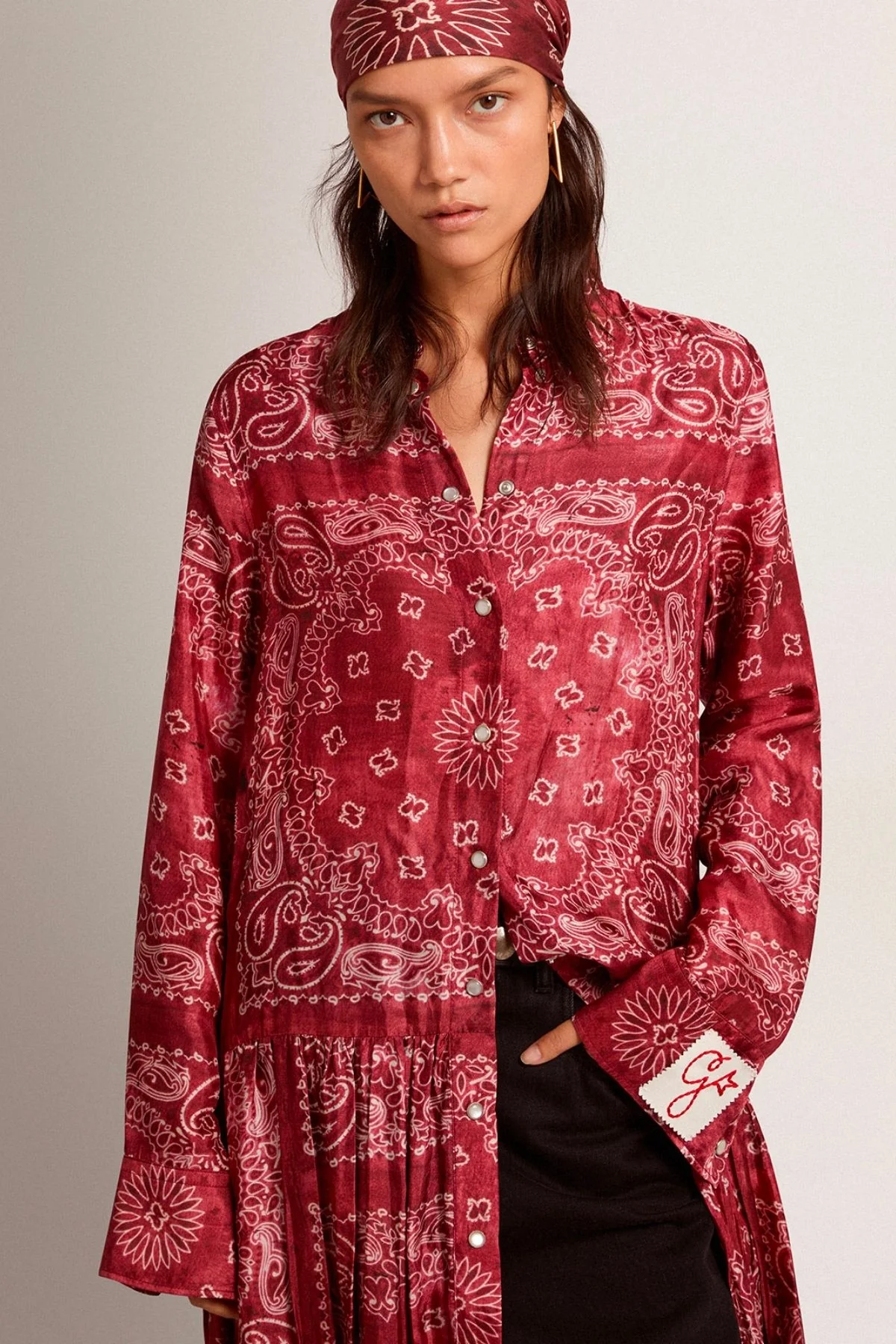 Golden Goose Paisley Print Shirtdress - Spiced Apple/ Off White - Image 4