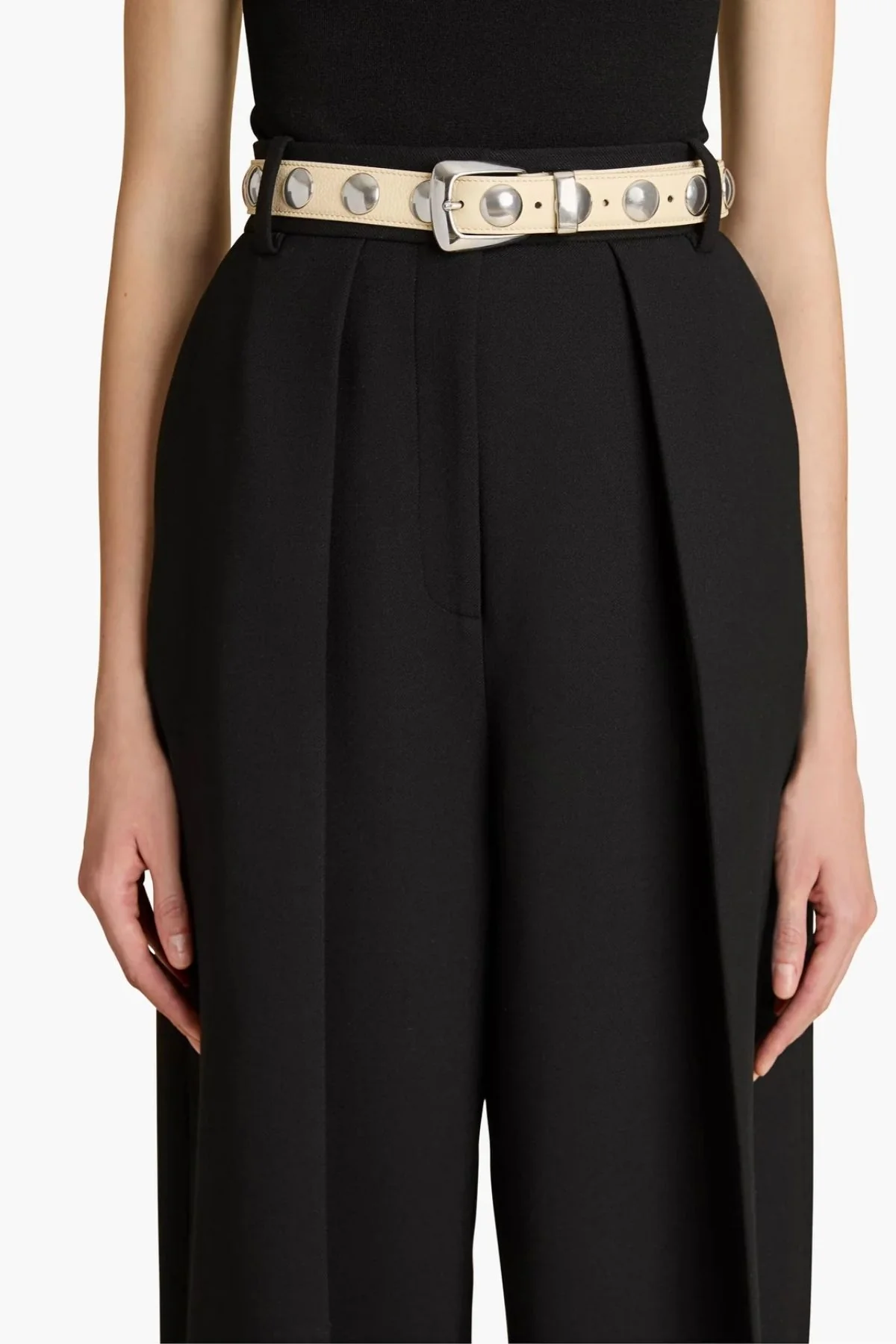 KHAITE Benny Belt with Studs - Dark Ivory/ Silver - Image 3