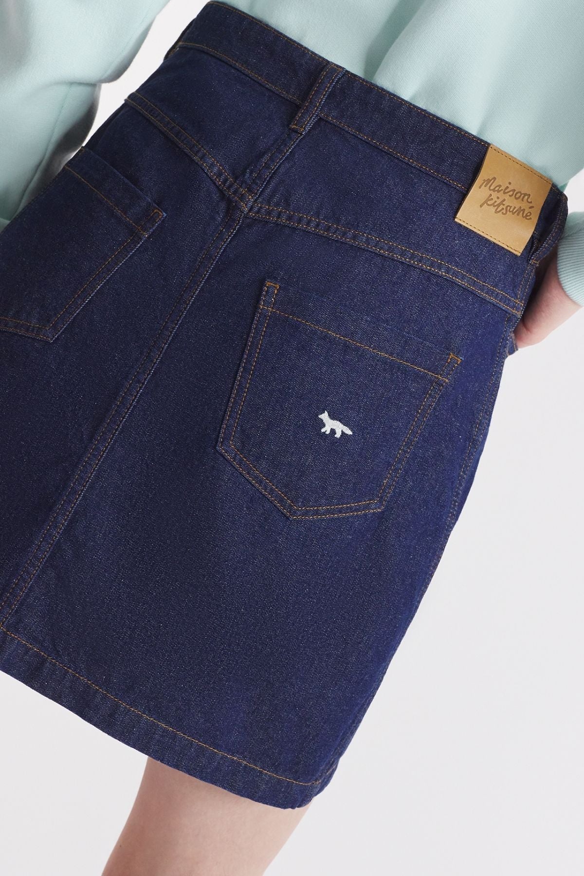 Maison Kitsuné Buttoned Denim Mini Skirt - Indigo - Image 5