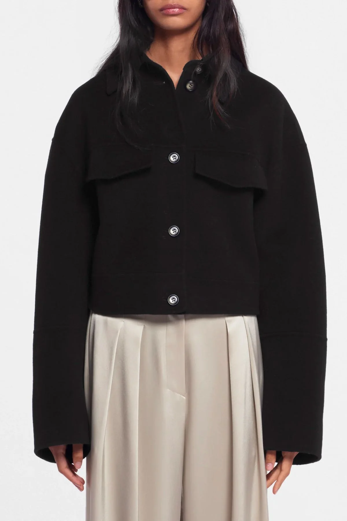 Nanushka Kalare Cropped Wool Jacket - Black - Image 4