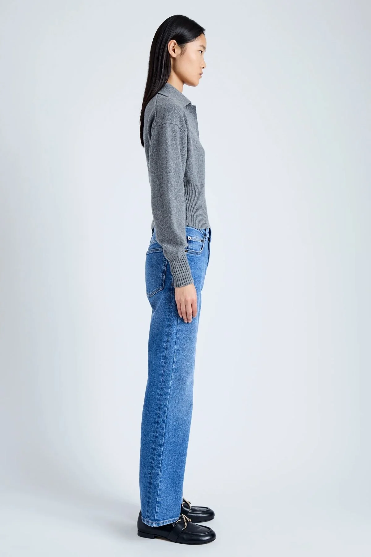 Proenza Schouler Jeanne Cashmere Knit Sweater - Grey Melange - Image 4