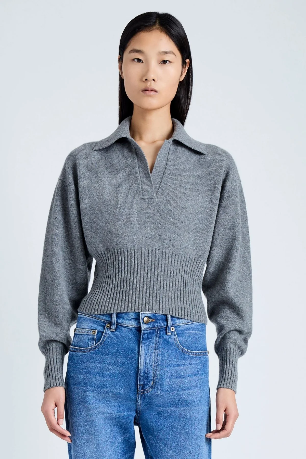 Proenza Schouler Jeanne Cashmere Knit Sweater - Grey Melange - Image 5