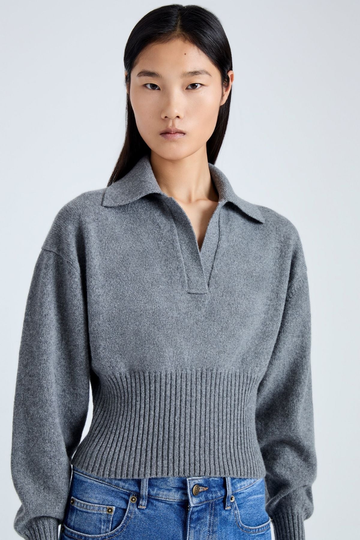 Proenza Schouler Jeanne Cashmere Knit Sweater - Grey Melange - Image 6