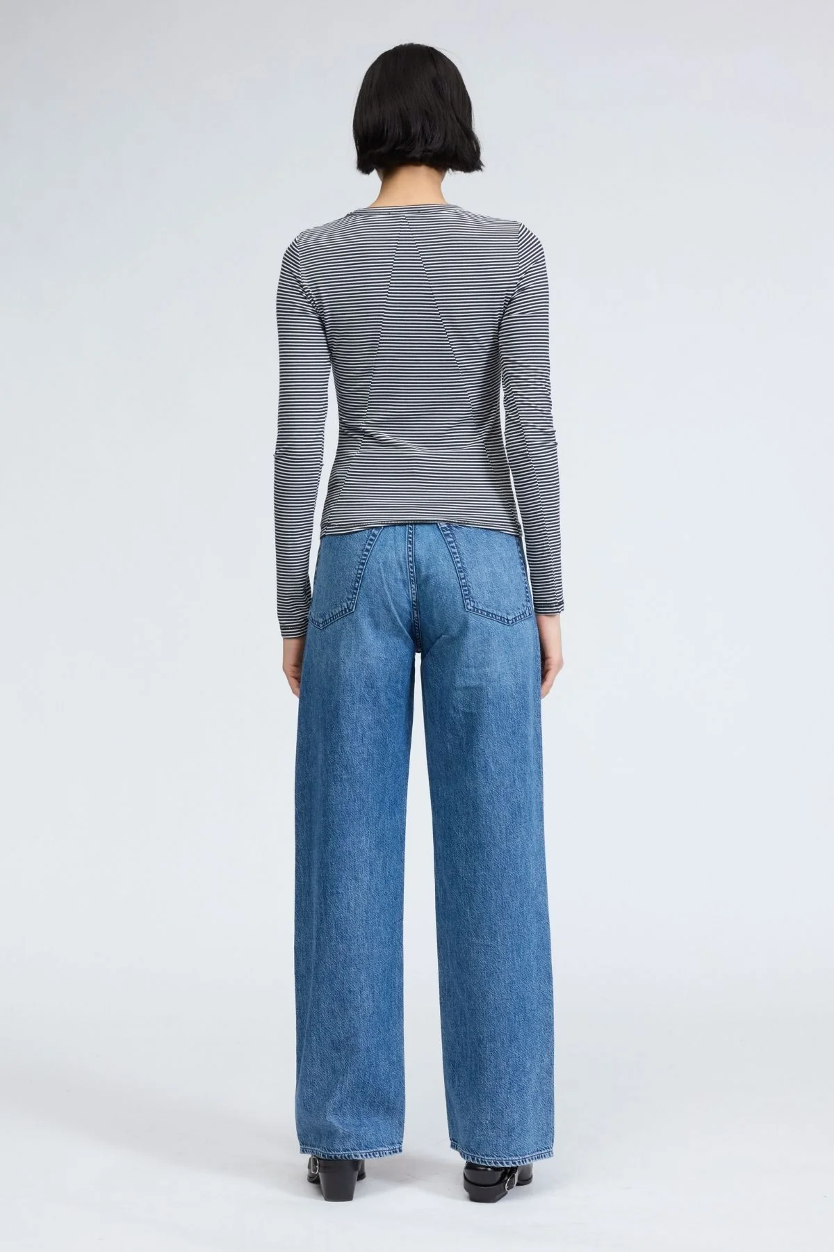 Rag & Bone Luca Long Sleeve Tee - Black/ White - Image 3