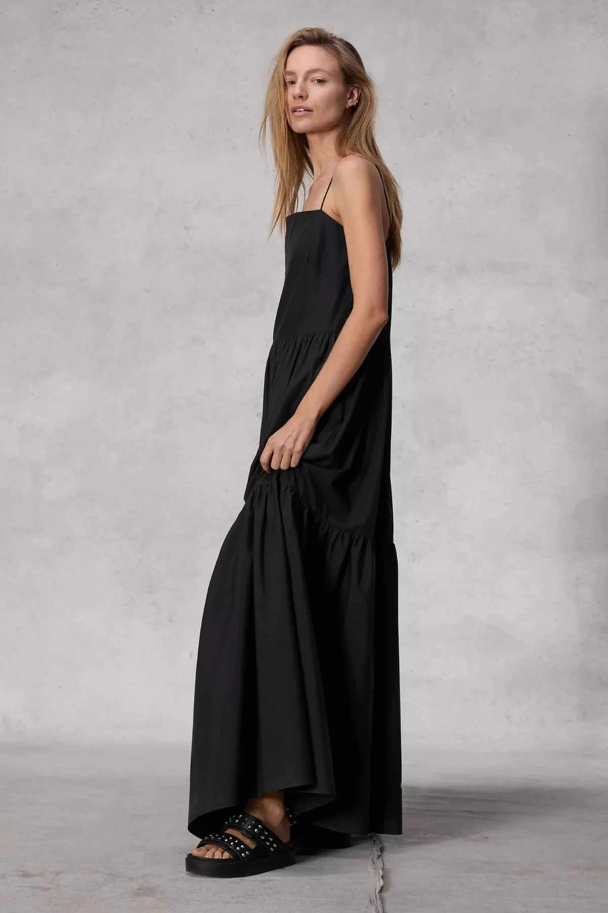 Rag & Bone Saige Poplin Maxi Dress - Black - Image 4