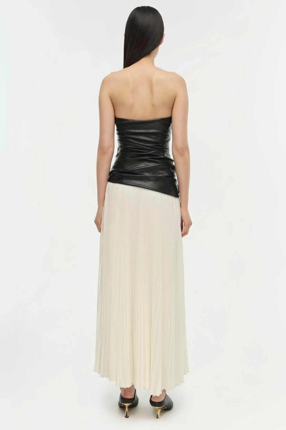 Simkhai Arie Strapless Bustier Midi Dress - Black/ Ivory - Image 3