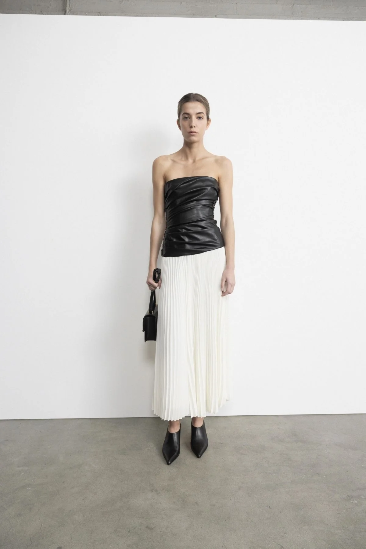 Simkhai Arie Strapless Bustier Midi Dress - Black/ Ivory - Image 6