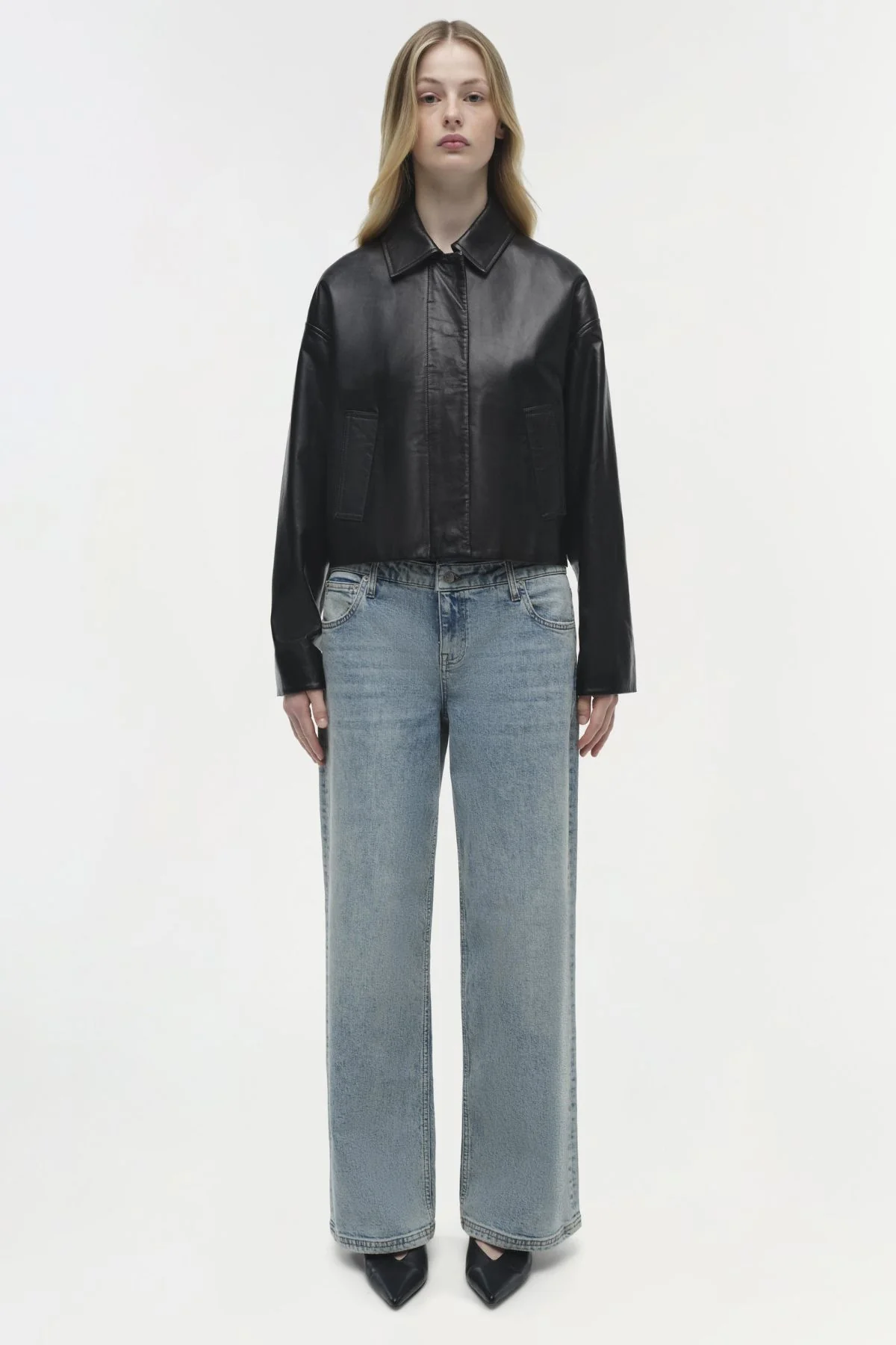 Simkhai Everli Cropped Leather Jacket - Black - Image 3