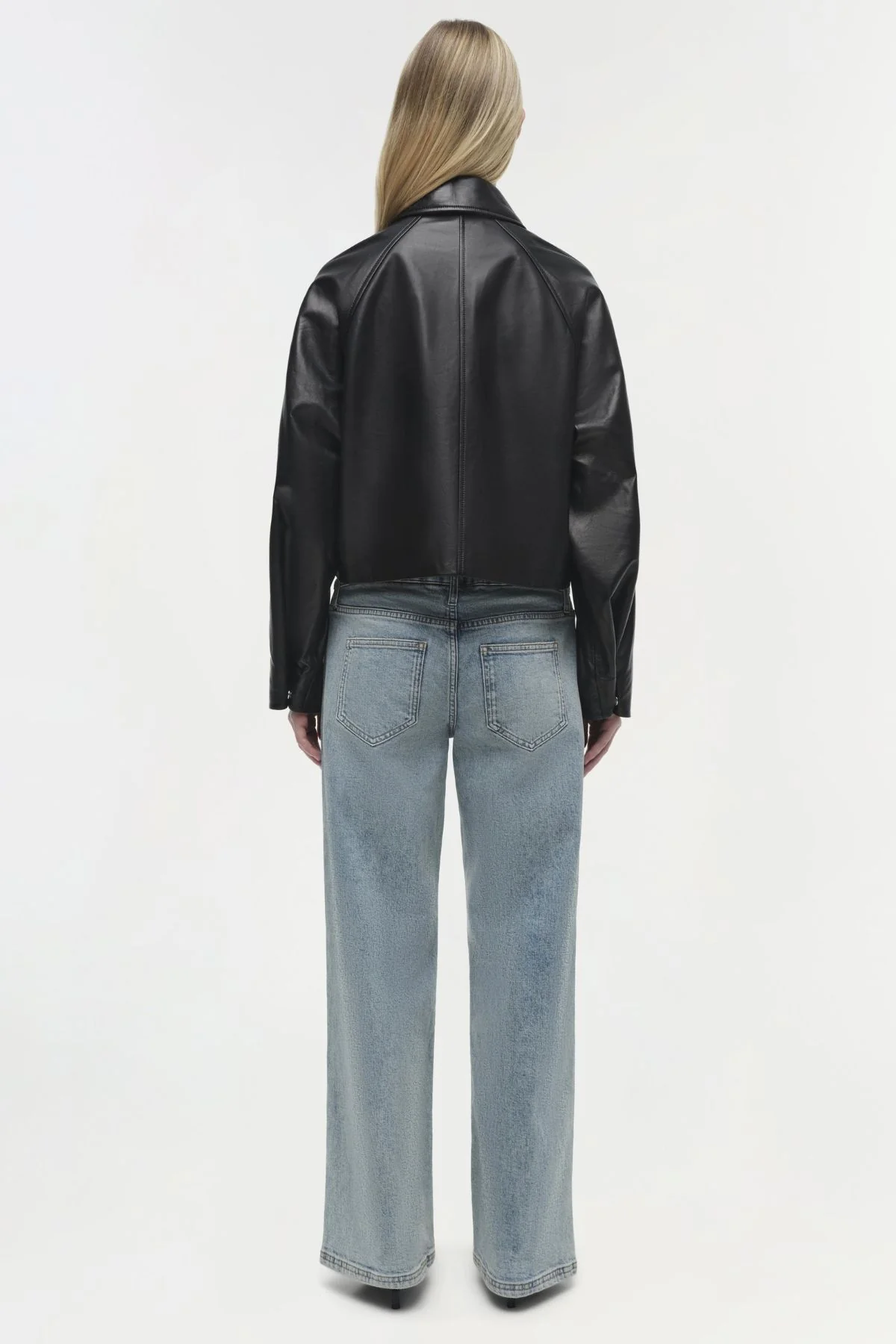 Simkhai Everli Cropped Leather Jacket - Black - Image 4