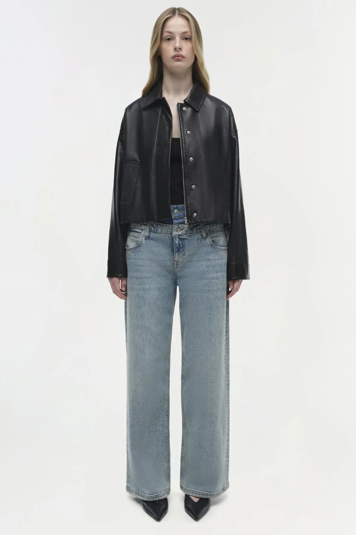 Simkhai Everli Cropped Leather Jacket - Black - Image 7