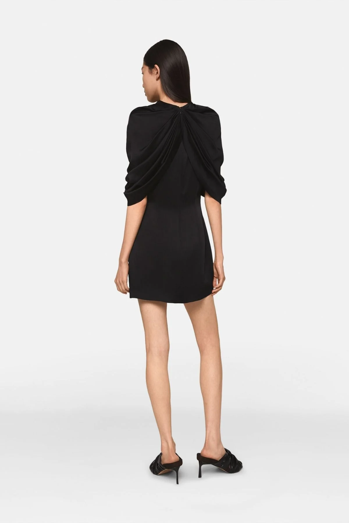 Stella McCartney Draped Satin Mini Dress - Black - Image 3