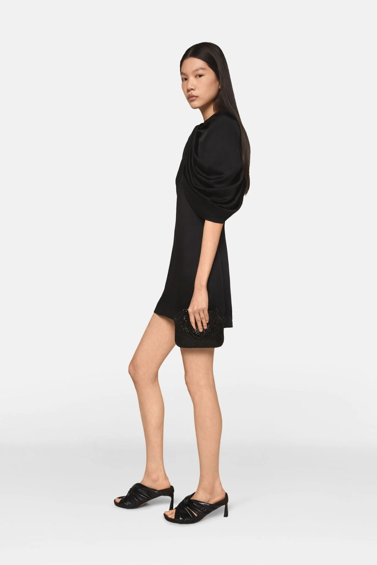 Stella McCartney Draped Satin Mini Dress - Black - Image 4