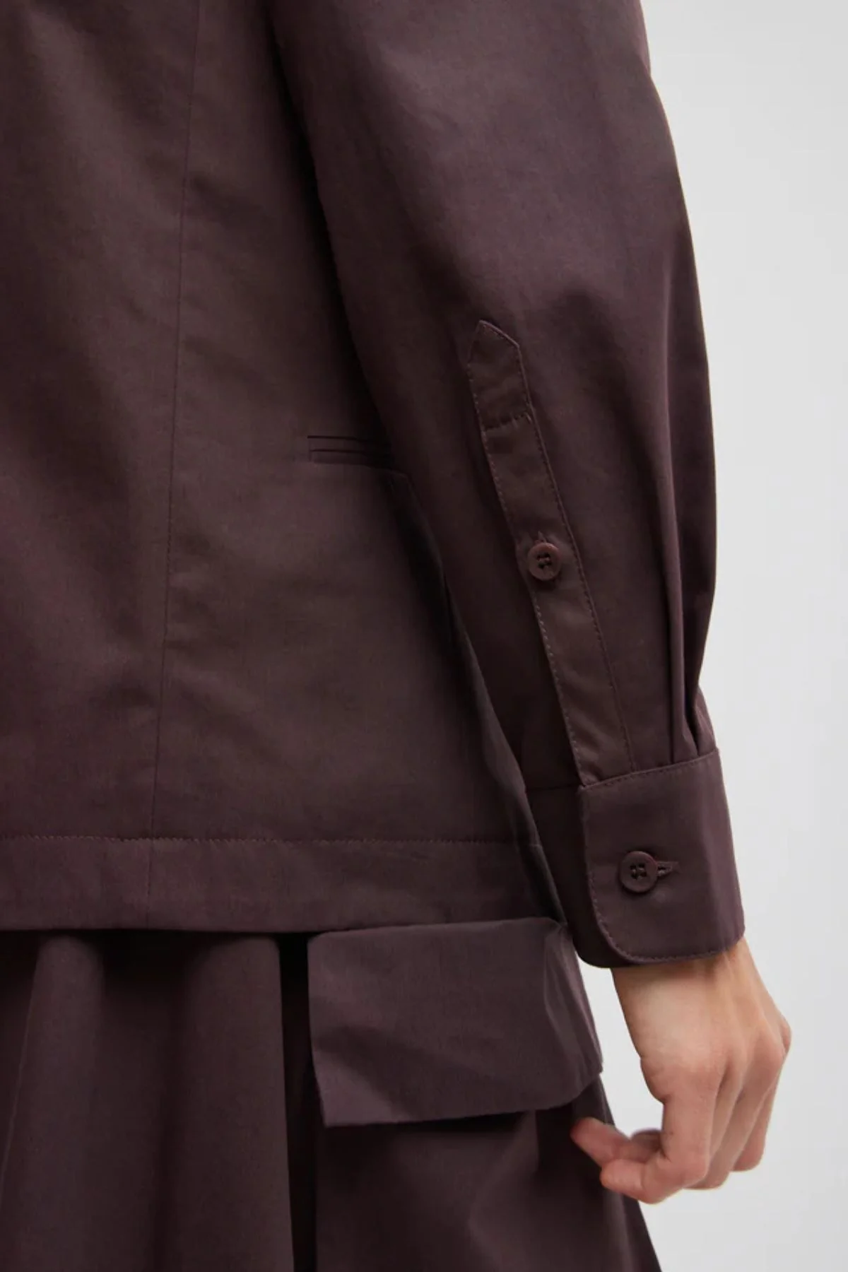 Tibi Bio Twill Boatneck Shirt Jacket - Plum - Image 4